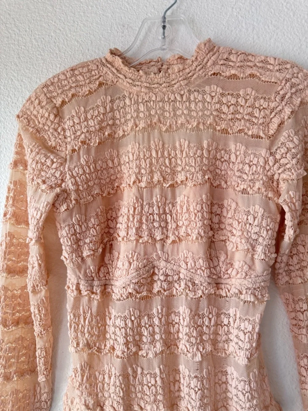 Free People Angelina Bodysuit Lace & Mesh Long-Sleeve Bodysuit M FLAWS
